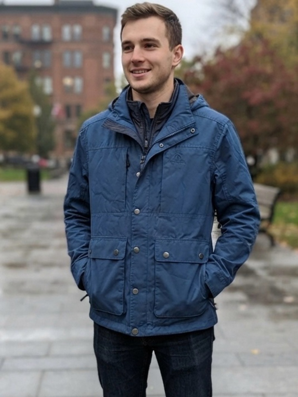 Woods Lefroy Canvas Heritage Blue Utility Hooded Jacket Coat Gorpcore Outdoor XL